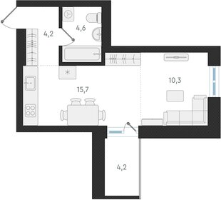 Квартира 34,8 м², студия - изображение 1