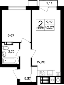 Квартира 40,1 м², 1-комнатная - изображение 1