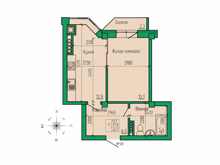 45 м², 1-комнатная квартира 6 550 000 ₽ - изображение 73