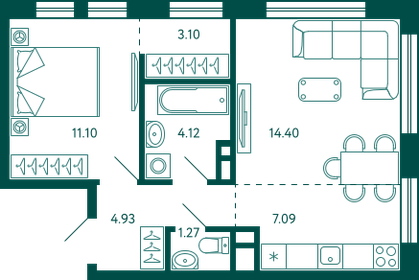 46 м², 1-комнатная квартира 7 903 874 ₽ - изображение 6