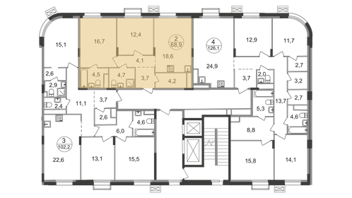 Квартира 68,9 м², 2-комнатная - изображение 2