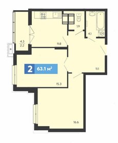 63 м², 2-комнатная квартира 5 800 000 ₽ - изображение 57