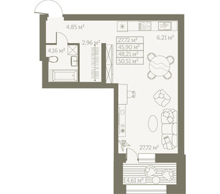Квартира 45,9 м², 1-комнатная - изображение 1