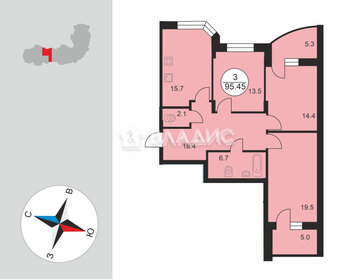 Квартира 95,5 м², 3-комнатная - изображение 1