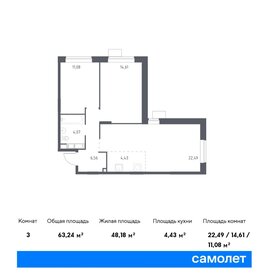 Квартира 63,2 м², 2-комнатная - изображение 1