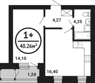 Квартира 40,3 м², 1-комнатная - изображение 1