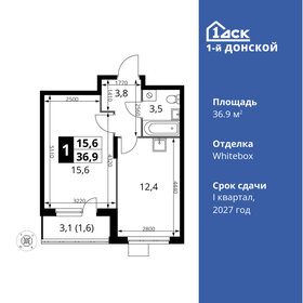 Квартира 36,9 м², 1-комнатная - изображение 1