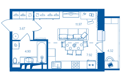 Квартира 32,7 м², студия - изображение 1