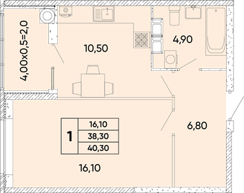 40,3 м², 1-комнатная квартира 5 065 710 ₽ - изображение 20