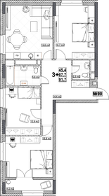 Квартира 91,7 м², 3-комнатная - изображение 1
