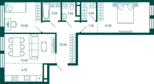 Квартира 68,9 м², 2-комнатная - изображение 1