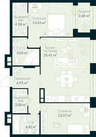 Квартира 76,3 м², 2-комнатная - изображение 1