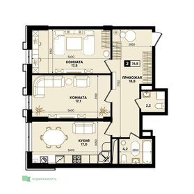 Квартира 76,8 м², 2-комнатная - изображение 1