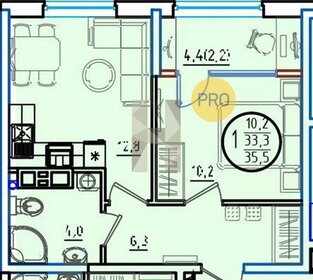 Квартира 35,5 м², 1-комнатная - изображение 1