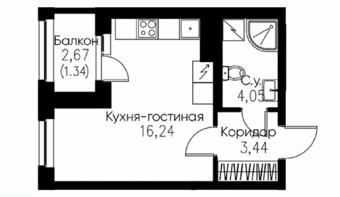 Квартира 25,1 м², студия - изображение 1