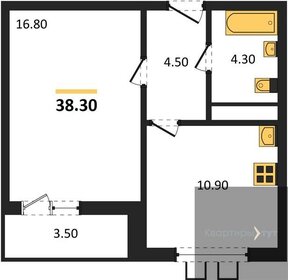 Квартира 38,3 м², 1-комнатная - изображение 1