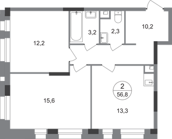 Квартира 56,8 м², 2-комнатная - изображение 1