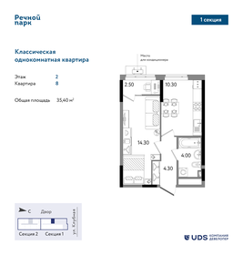 Квартира 35,4 м², 1-комнатная - изображение 1