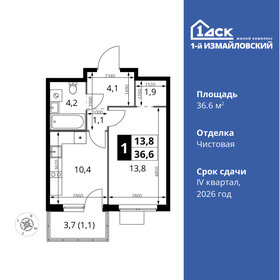 Квартира 36,6 м², 1-комнатная - изображение 1