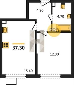 Квартира 37,3 м², 1-комнатная - изображение 1