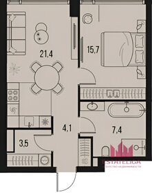 Квартира 52,1 м², 1-комнатная - изображение 1