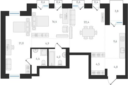 110,1 м², 3-комнатная квартира 20 000 000 ₽ - изображение 120