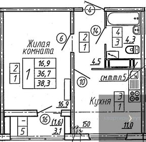 42,5 м², 1-комнатная квартира 2 950 000 ₽ - изображение 51