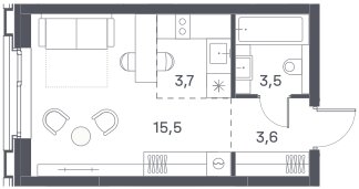 Квартира 26,3 м², студия - изображение 1