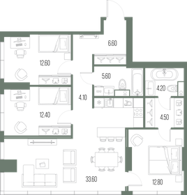 96,4 м², 3-комнатная квартира 38 174 400 ₽ - изображение 1
