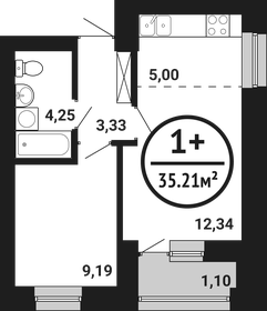 Квартира 35,2 м², 1-комнатная - изображение 1