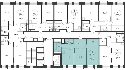 Квартира 62,3 м², 2-комнатная - изображение 2