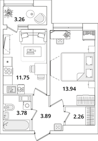 39,7 м², 1-комнатная квартира 10 400 000 ₽ - изображение 65