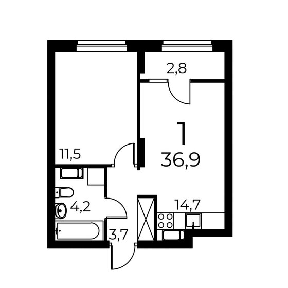 36,9 м², 1-комнатная квартира 7 380 000 ₽ - изображение 1