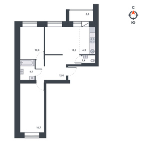 62,3 м², 3-комнатная квартира 8 410 500 ₽ - изображение 67