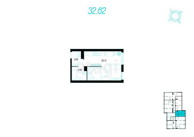 Квартира 32,6 м², студия - изображение 1