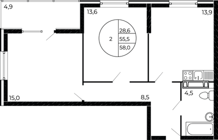 58 м², 2-комнатная квартира 8 729 000 ₽ - изображение 26