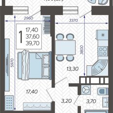 Квартира 39,7 м², 1-комнатная - изображение 2