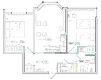 Квартира 55 м², 2-комнатная - изображение 1