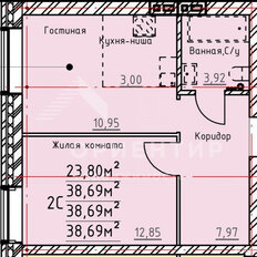 Квартира 38,7 м², 1-комнатная - изображение 2