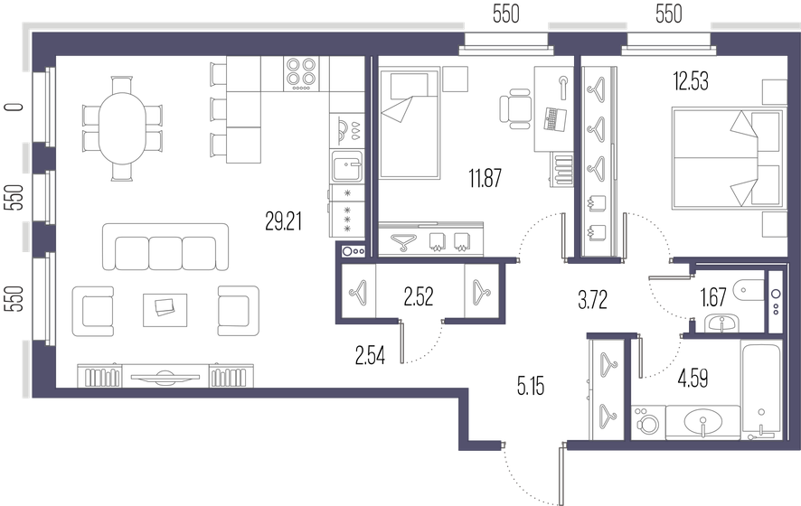 73,8 м², 2-комнатная квартира 25 239 600 ₽ - изображение 1