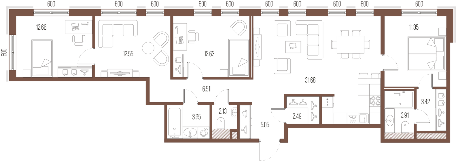 108,8 м², 3-комнатная квартира 42 117 208 ₽ - изображение 19