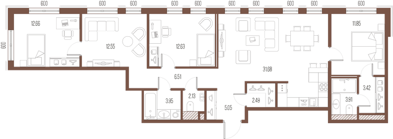 108,8 м², 3-комнатная квартира 39 853 544 ₽ - изображение 6