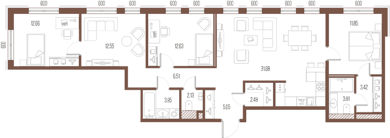 Квартира 108,8 м², 3-комнатная - изображение 1