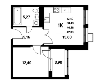 40,4 м², 1-комнатная квартира 6 735 419 ₽ - изображение 23