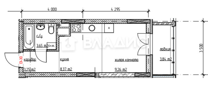 Квартира 26,5 м², студия - изображение 1