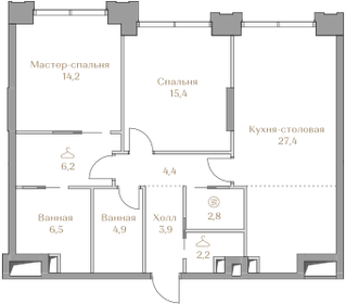 89,5 м², 2-комнатная квартира 125 121 000 ₽ - изображение 34