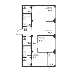 68,8 м², 3-комнатная квартира 6 450 000 ₽ - изображение 99