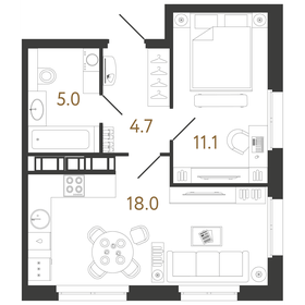 37,7 м², 1-комнатная квартира 14 574 767 ₽ - изображение 68