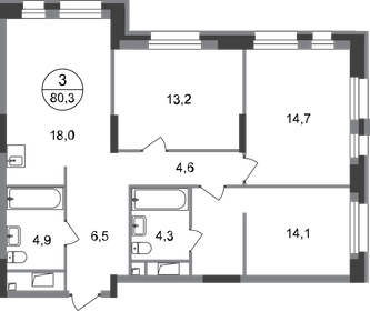 90 м², 3-комнатная квартира 16 900 000 ₽ - изображение 67