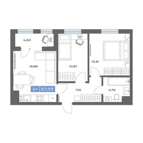 Квартира 57,3 м², 2-комнатная - изображение 1